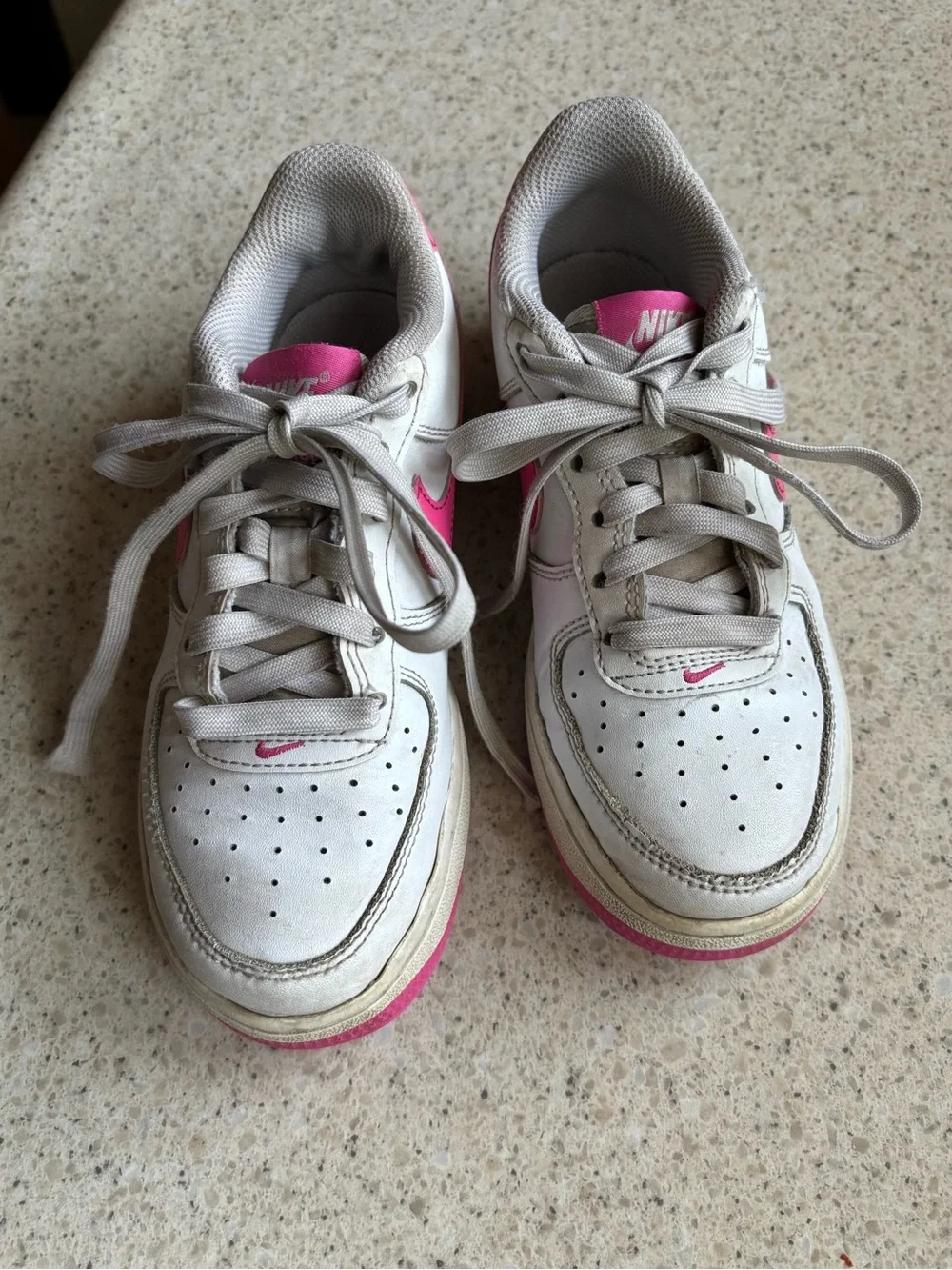 Nike Kids Shoes Air Force 1 Pink and White Kids Sneakers - Girls Size 2